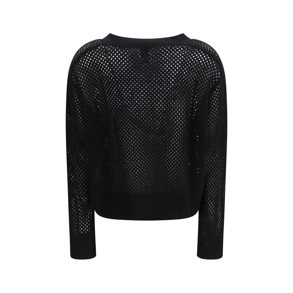 Allude Black Fleece Wool Cardigan