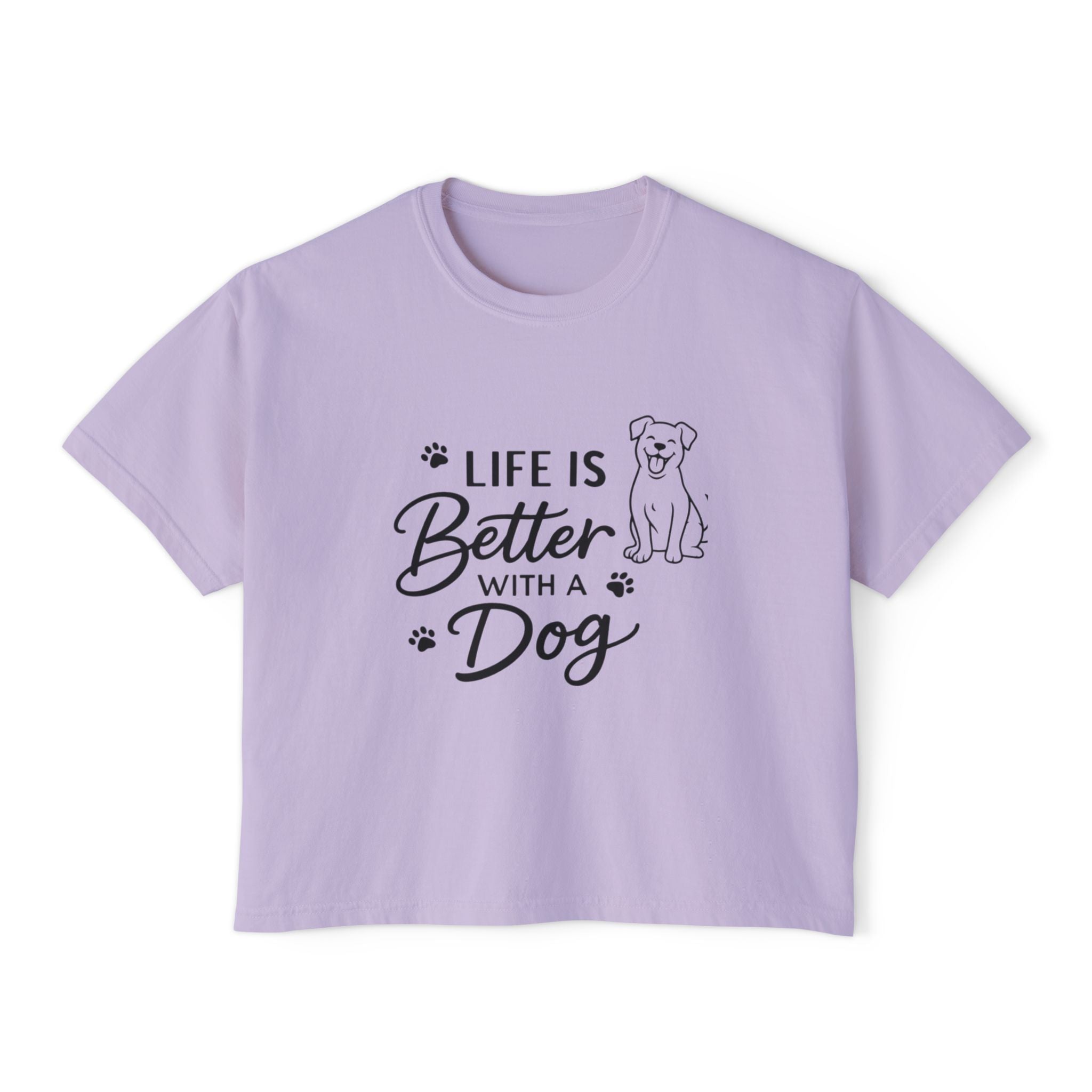 Life Is Better With A Dog Women's Boxy Tee — Cute Dog Lover Shirt