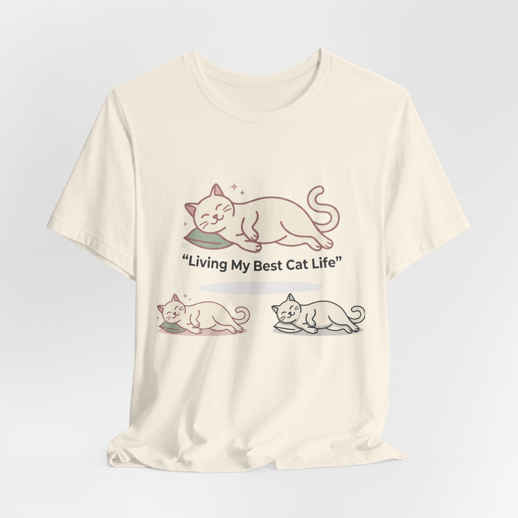 Cat Life T-Shirt — "Living My Best Cat Life" Cute Sleeping Kittens Tee