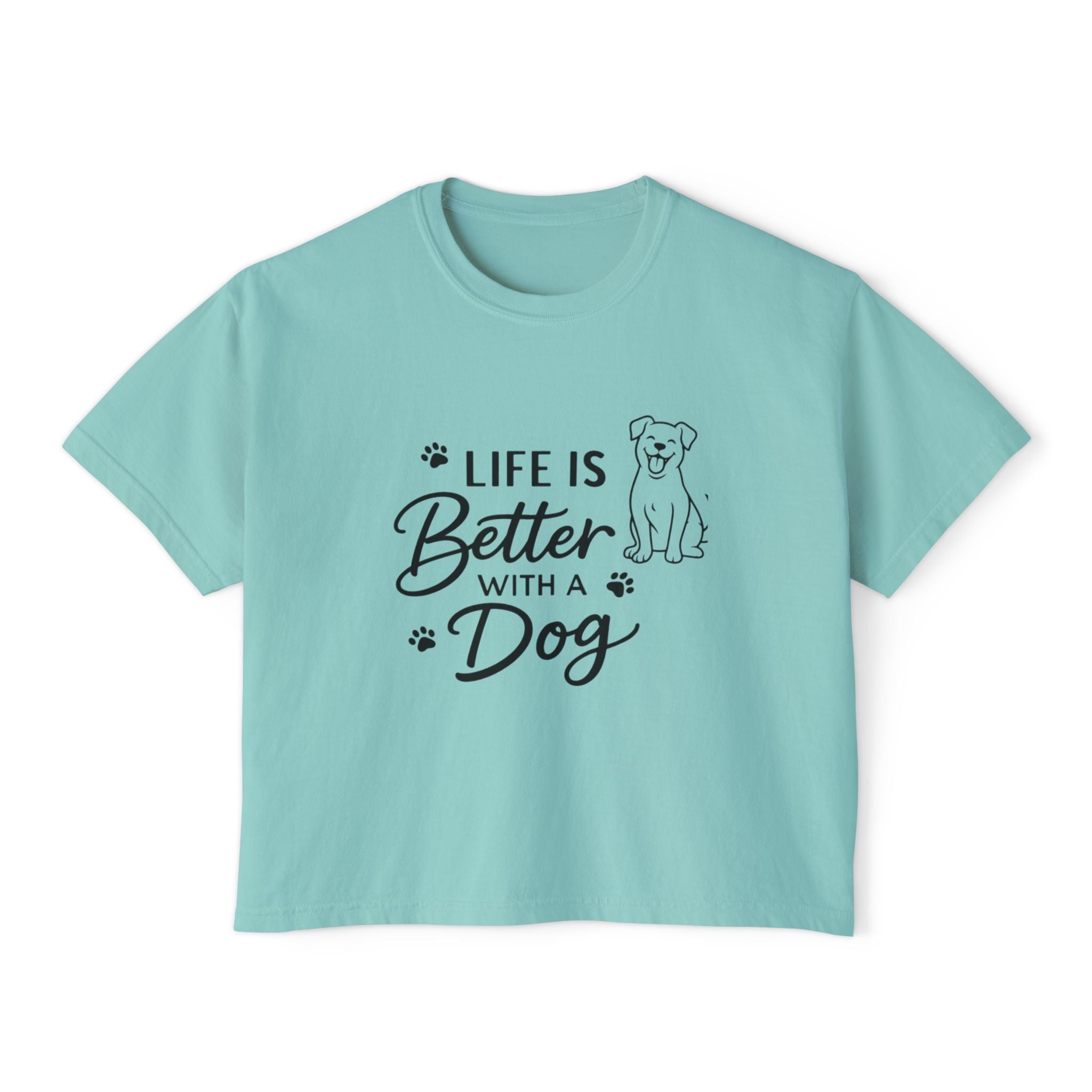 Life Is Better With A Dog Women's Boxy Tee — Cute Dog Lover Shirt