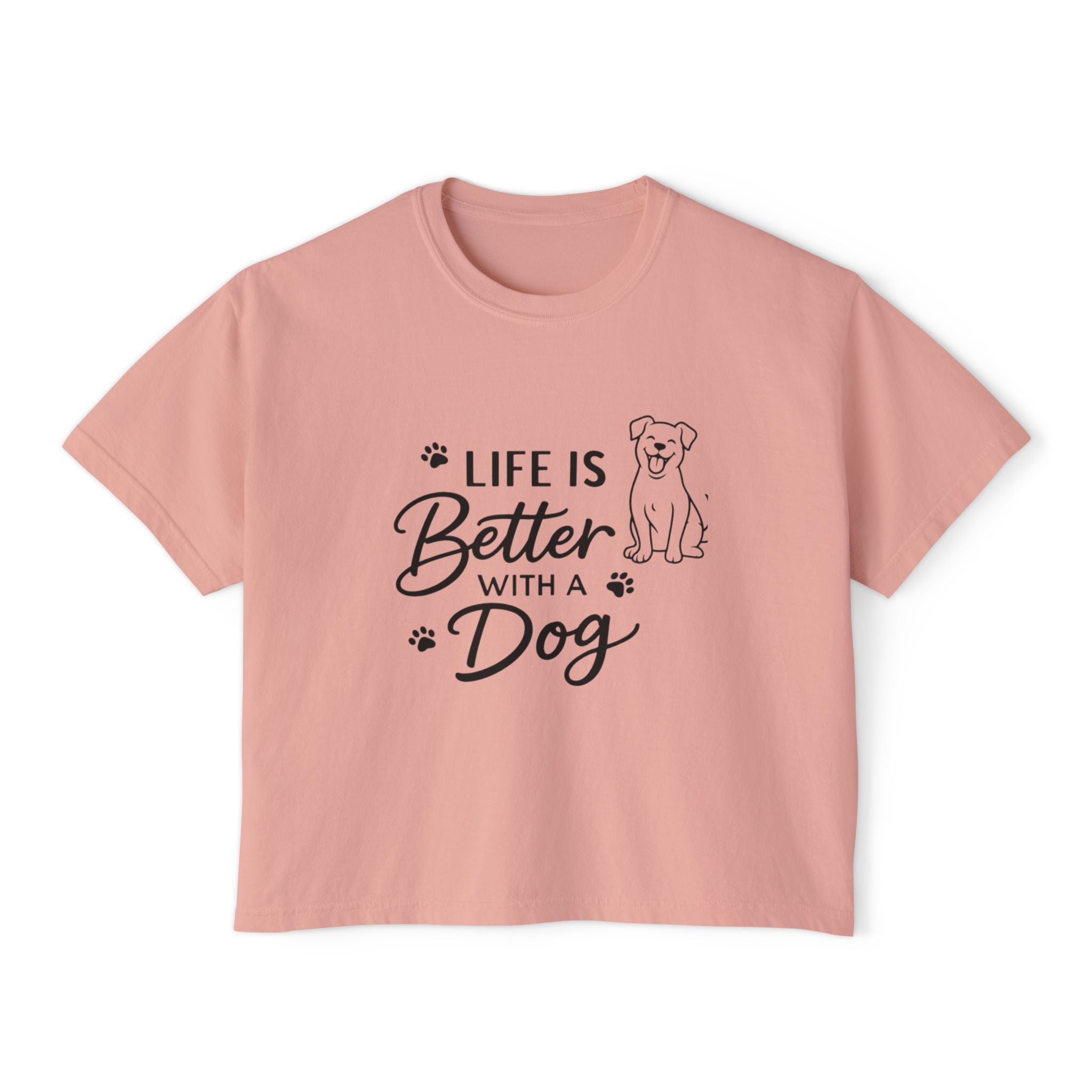 Life Is Better With A Dog Women's Boxy Tee — Cute Dog Lover Shirt