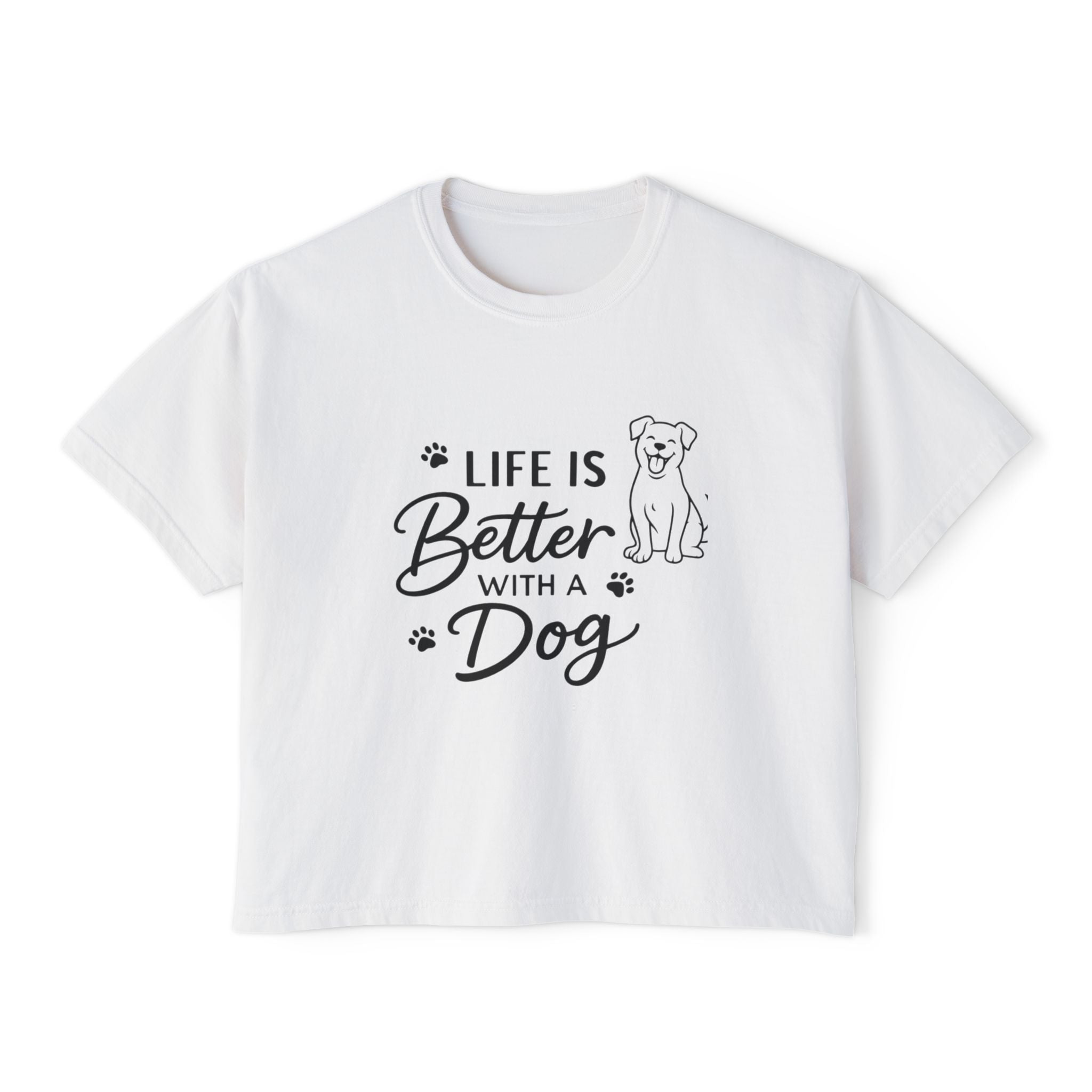 Life Is Better With A Dog Women's Boxy Tee — Cute Dog Lover Shirt