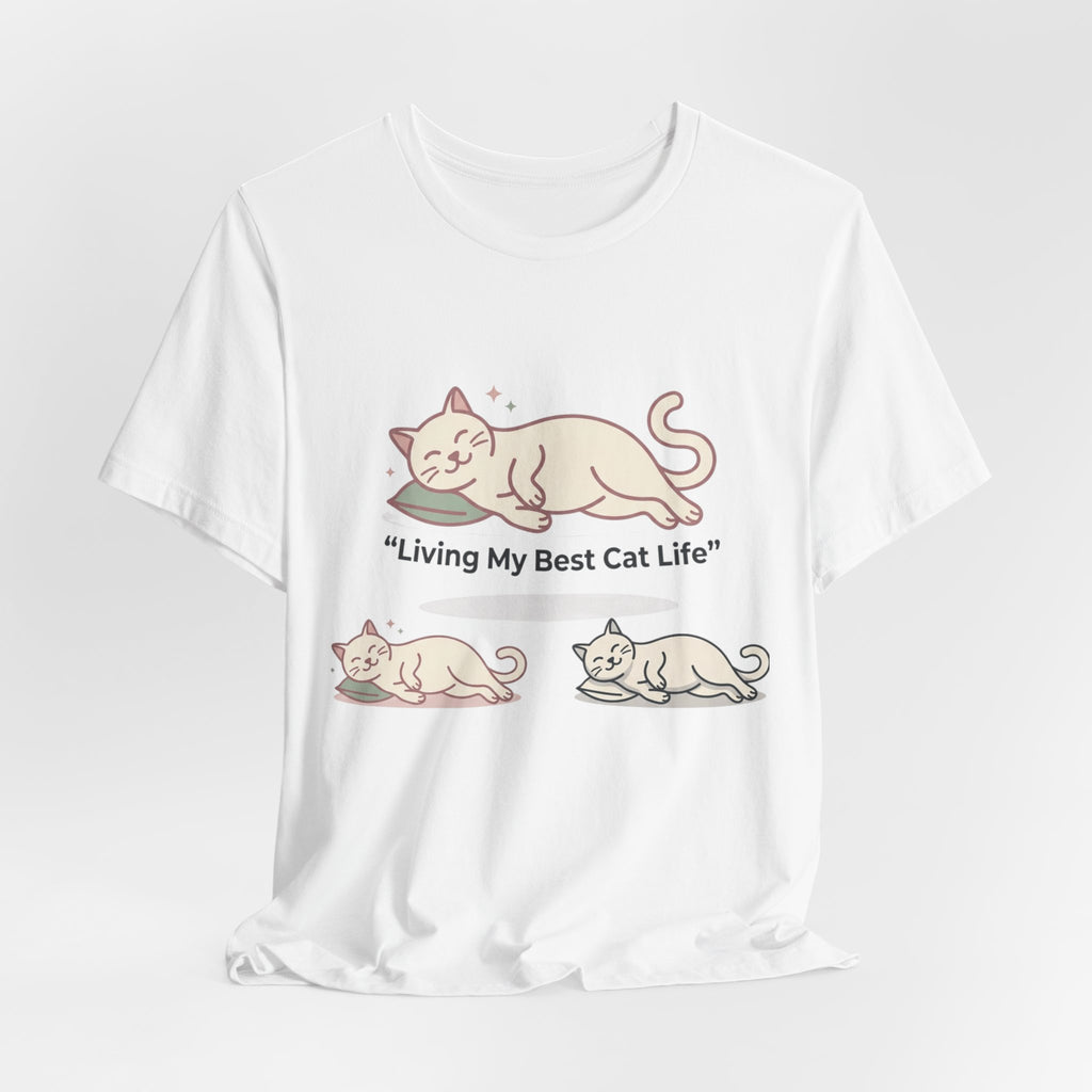 Cat Life T-Shirt — "Living My Best Cat Life" Cute Sleeping Kittens Tee