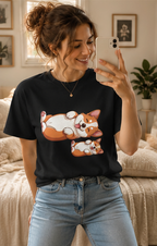 Corgi Pals Cute Cartoon Tee 🐶✨