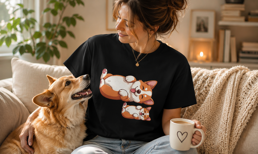 Corgi Pals Cute Cartoon Tee 🐶✨