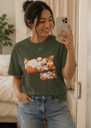 Corgi Pals Cute Cartoon Tee 🐶✨