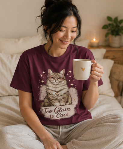 Too Glam to Care Cat Graphic T-Shirt