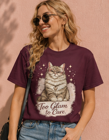 Too Glam to Care Cat Graphic T-Shirt