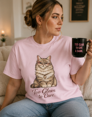 Too Glam to Care Cat Graphic Cotton Tee