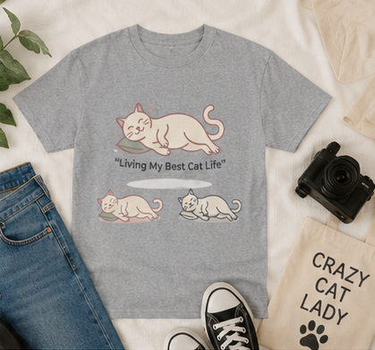 Unbothered but Caffeinated Cat Graphic Cotton Tee