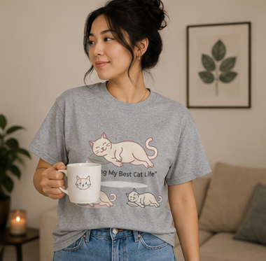 Unbothered but Caffeinated Cat Graphic Cotton Tee