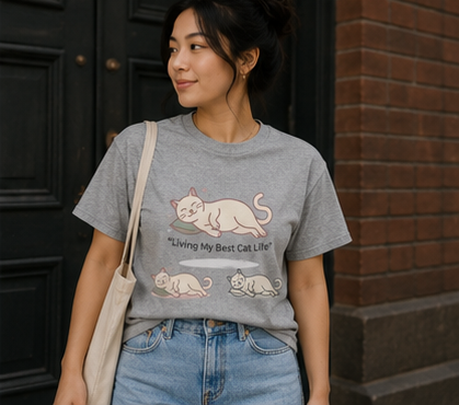 Unbothered but Caffeinated Cat Graphic Cotton Tee