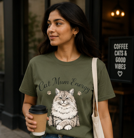 Cat Mum Energy Graphic T-Shirt