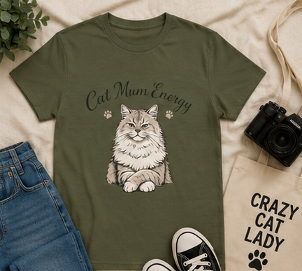 Cat Mum Energy Graphic T-Shirt