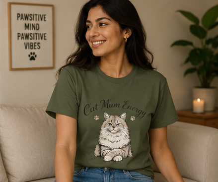 Cat Mum Energy Graphic T-Shirt