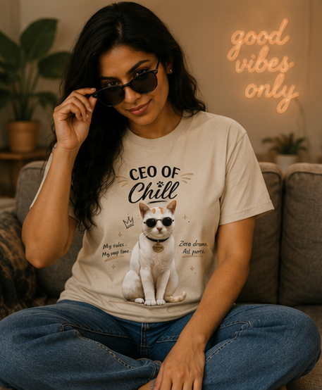 CEO of Chill Cat Graphic Cotton T-Shirt