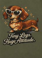 Dachshund Tee — "Tiny Legs, Huge Attitude" Graphic Dog T-Shirt