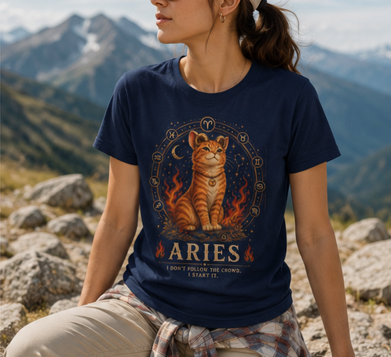 Aries Cat Zodiac Tee