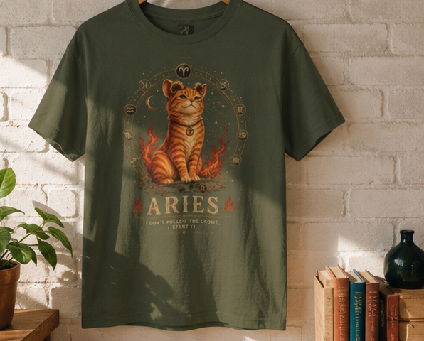 Aries Cat Zodiac Tee