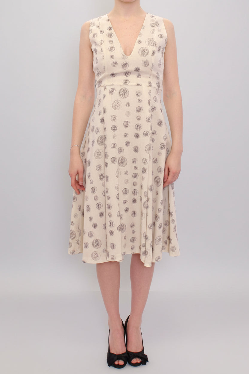 Andrea Incontri White Printed Shift V-neck Sheath Dress