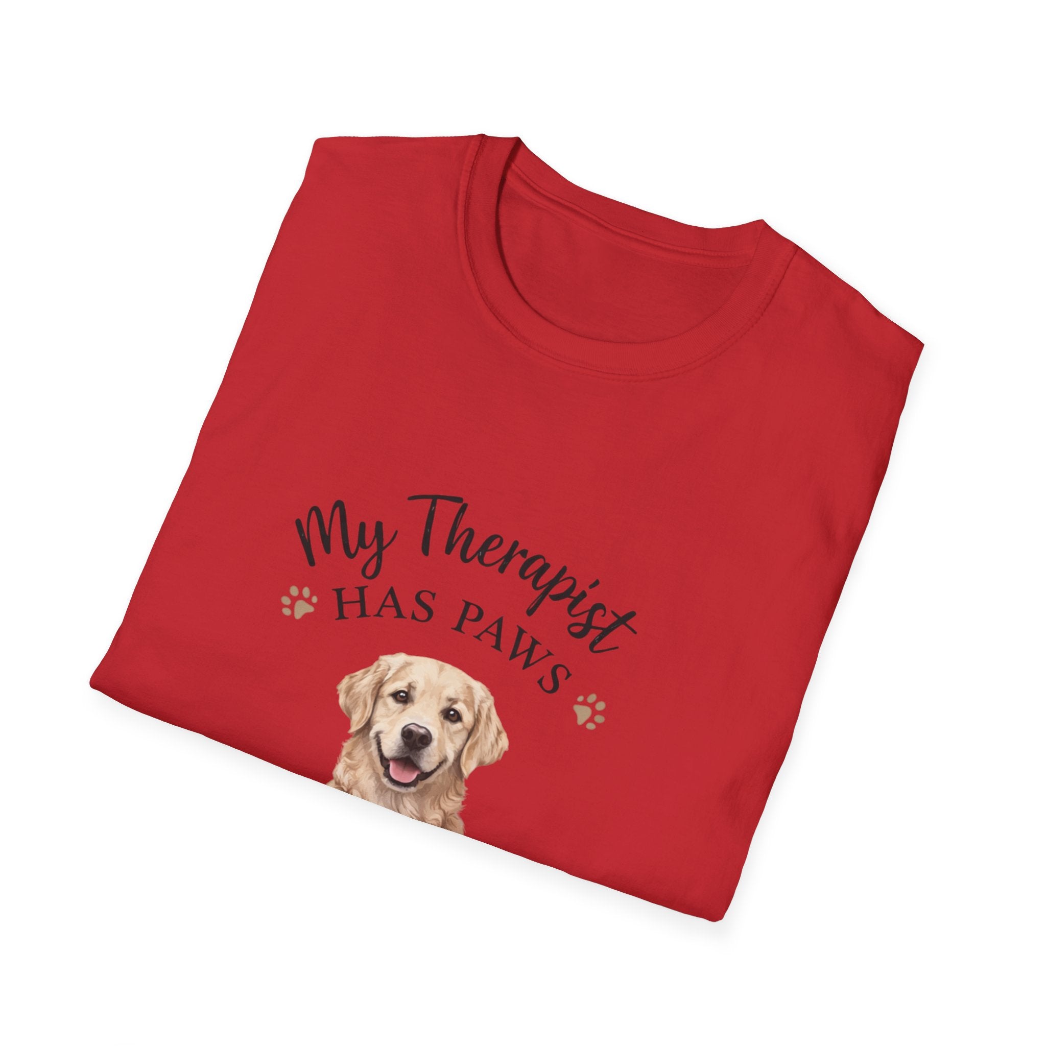 Dog Lover T-Shirt – "My Therapist Has Paws and Always Listens" Cute Golden Retriever Tee