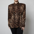 Dolce & Gabbana Brown Leopard Silk Button Down Coat Jacket