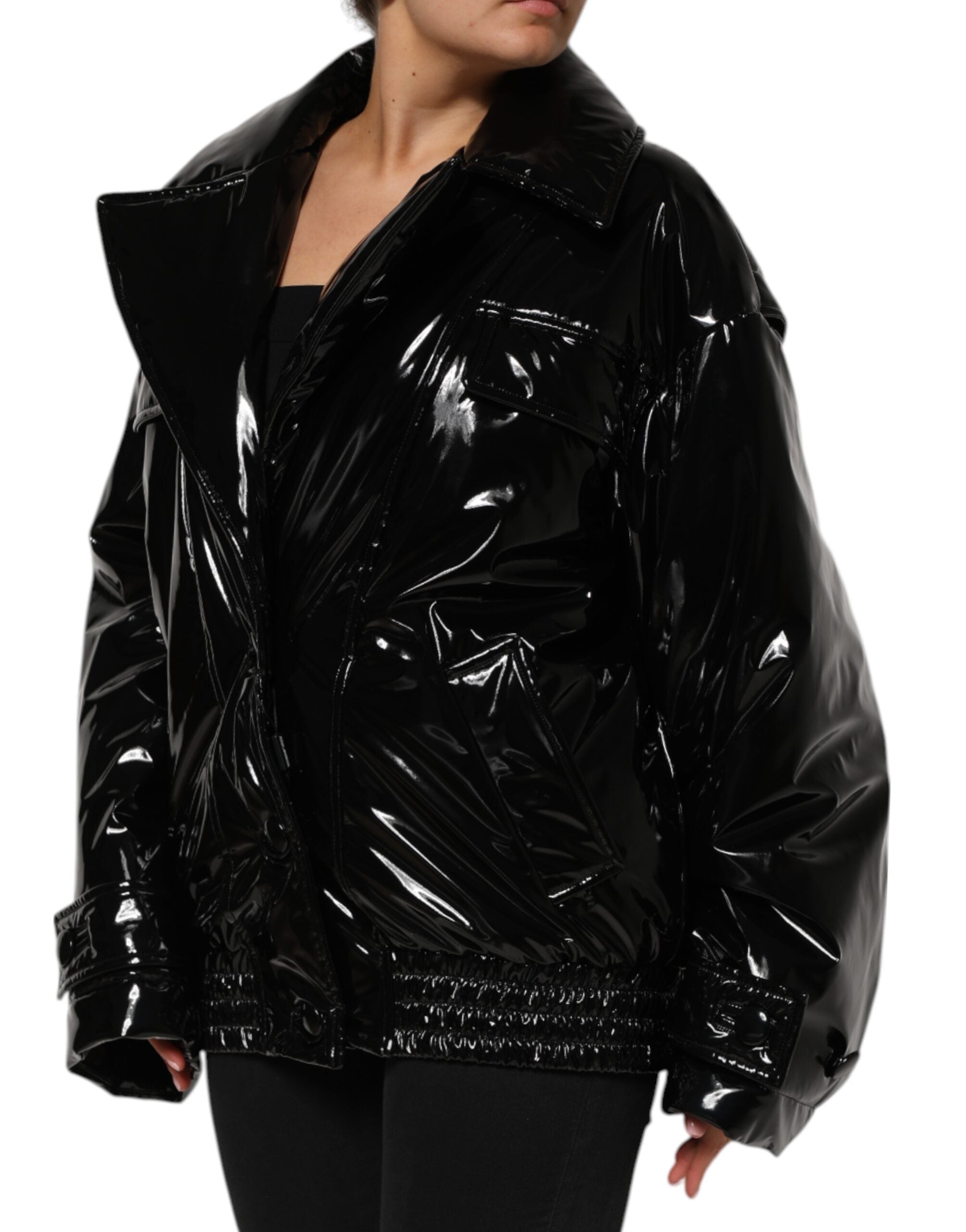 Dolce & Gabbana Polyester Black Quilted Puffer Coat  Jacket