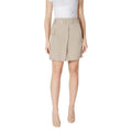 Vila Clothes Beige Cotton Mini Skirt