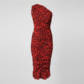 Dolce & Gabbana Red Leopard Print Nylon Sheath Midi Dress