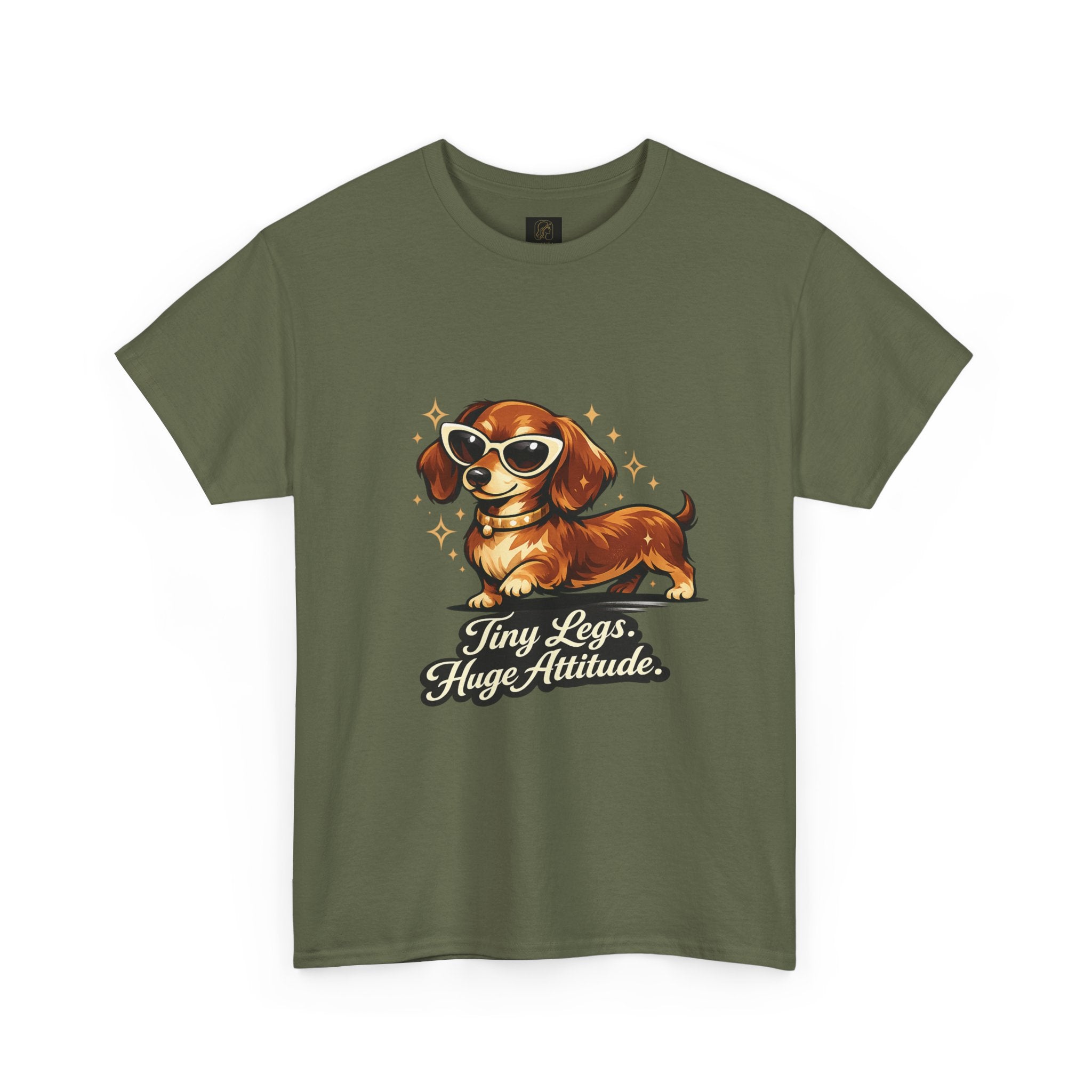 Dachshund Tee — "Tiny Legs, Huge Attitude" Graphic Dog T-Shirt