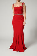 Dolce & Gabbana Red Embellished Sheath Mermaid Gown Dress