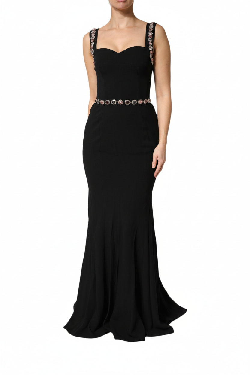 Dolce & Gabbana Black Embellished Sheath MermaidGown Dress
