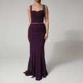 Dolce & Gabbana Violet Embellished Sheath Mermaid Gown Dress