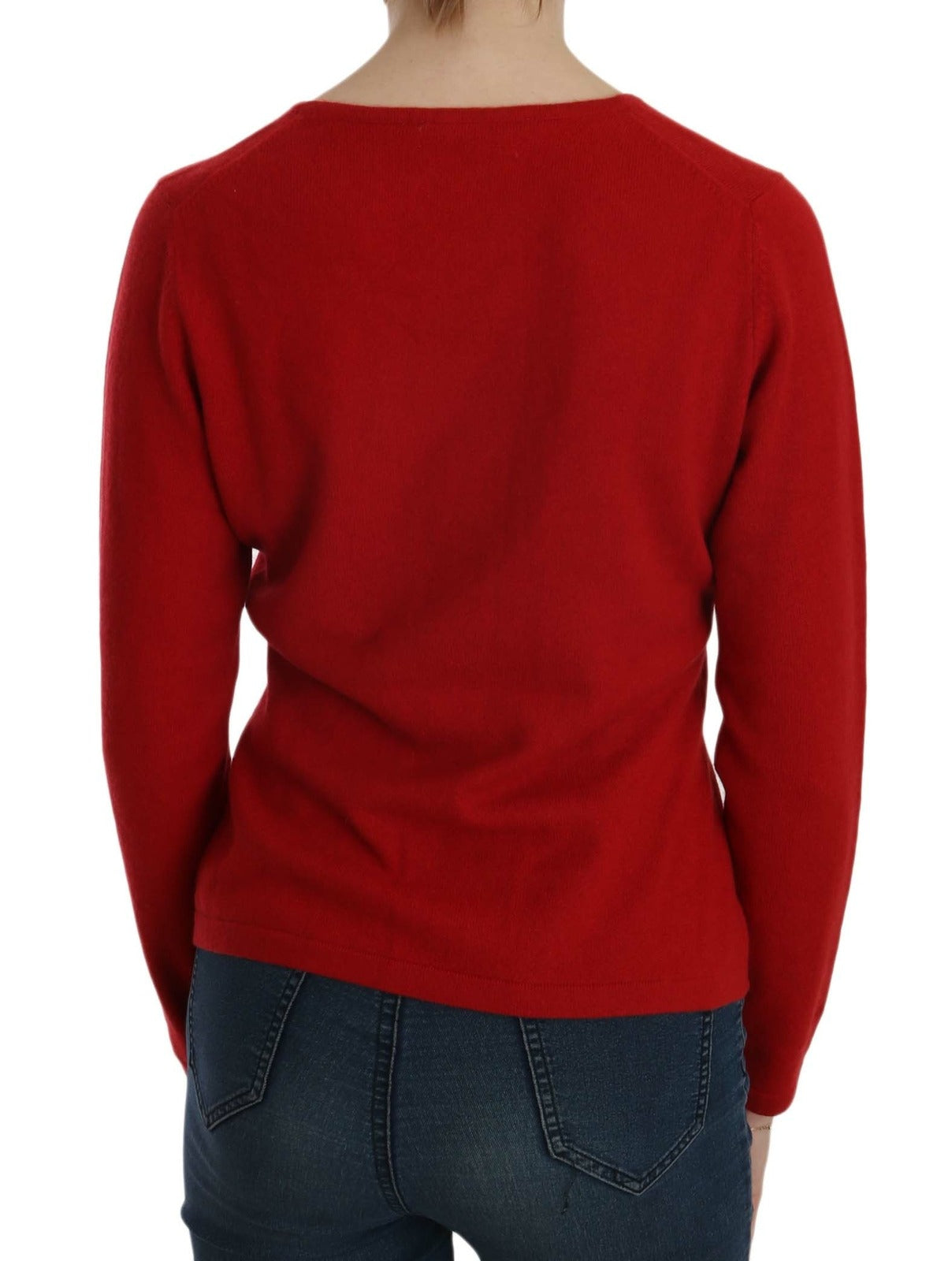 MILA SCHÖN Cashmere Red Round Neck Pullover Top Sweater